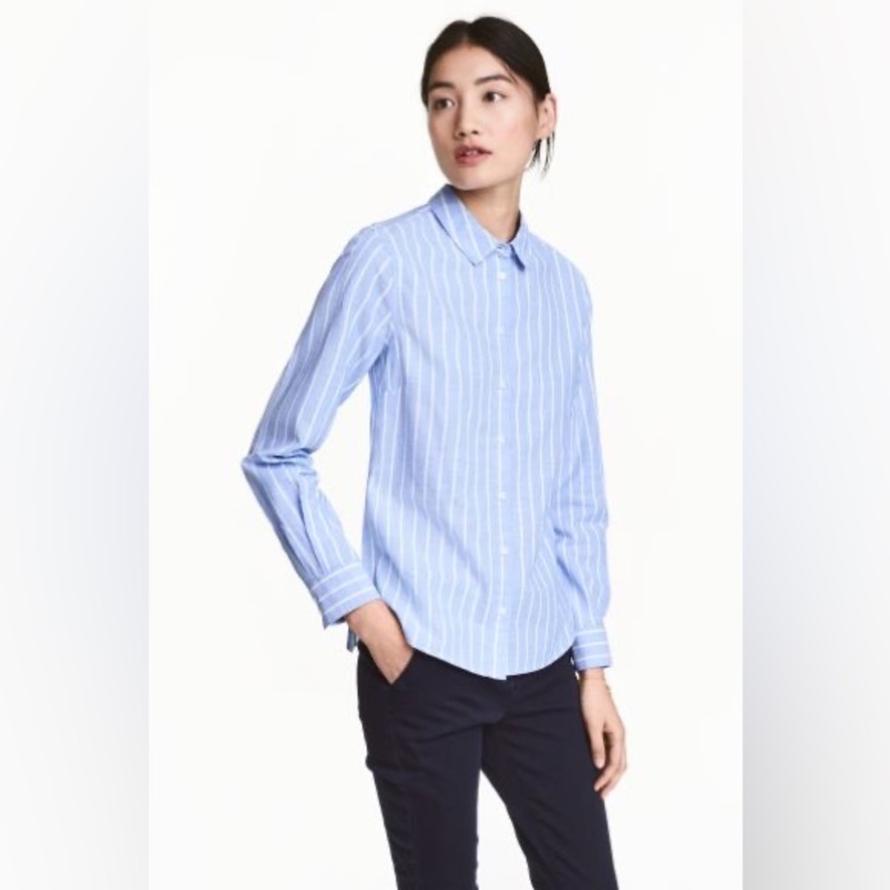 Cotton striped button down top
